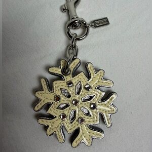 Coach Vintage Snowflake Crystal & Leather Keychain Bag Charm